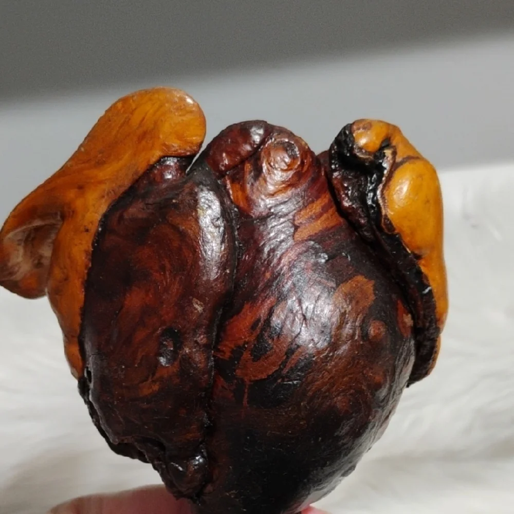 Office) SALE! Hand Carved Wooden Burl Wood Rose Flower Vtg Art Sculpture